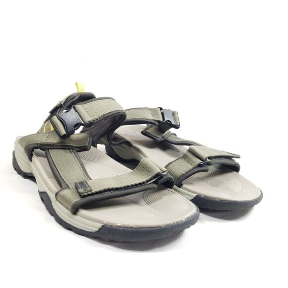 Ozark Trail Mens Size 13 Outdoor Hiking Sandals Adjustable Straps Yellow & Olive - Picture 1 of 9